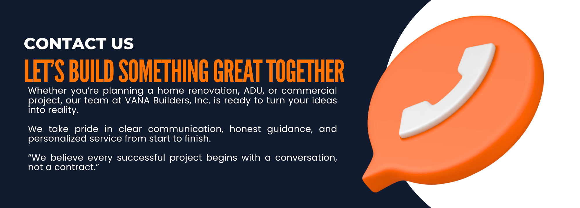 Contact Us Hero Vana Builder Inc